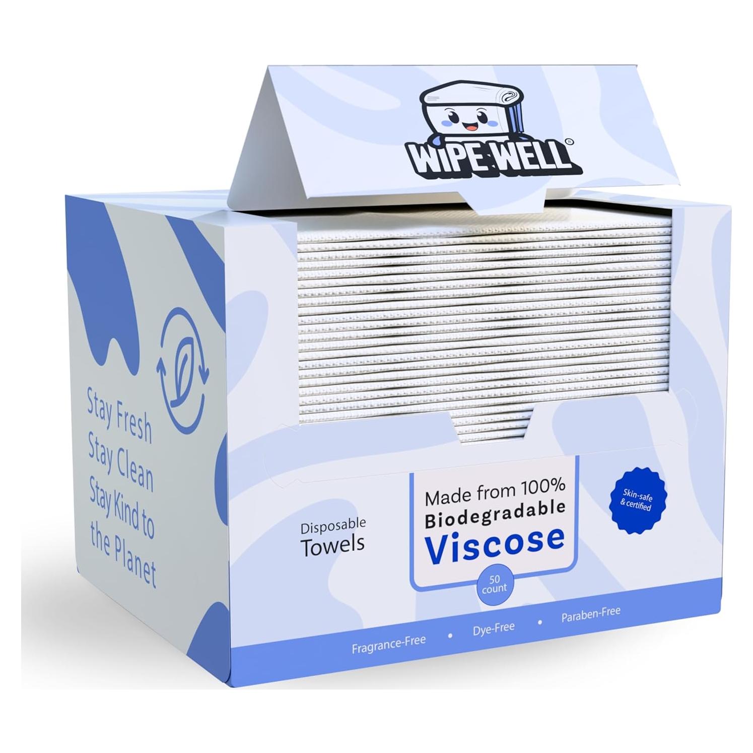 Toallas Faciales Desechables WipeWell 50 Unidades Ultra Suaves