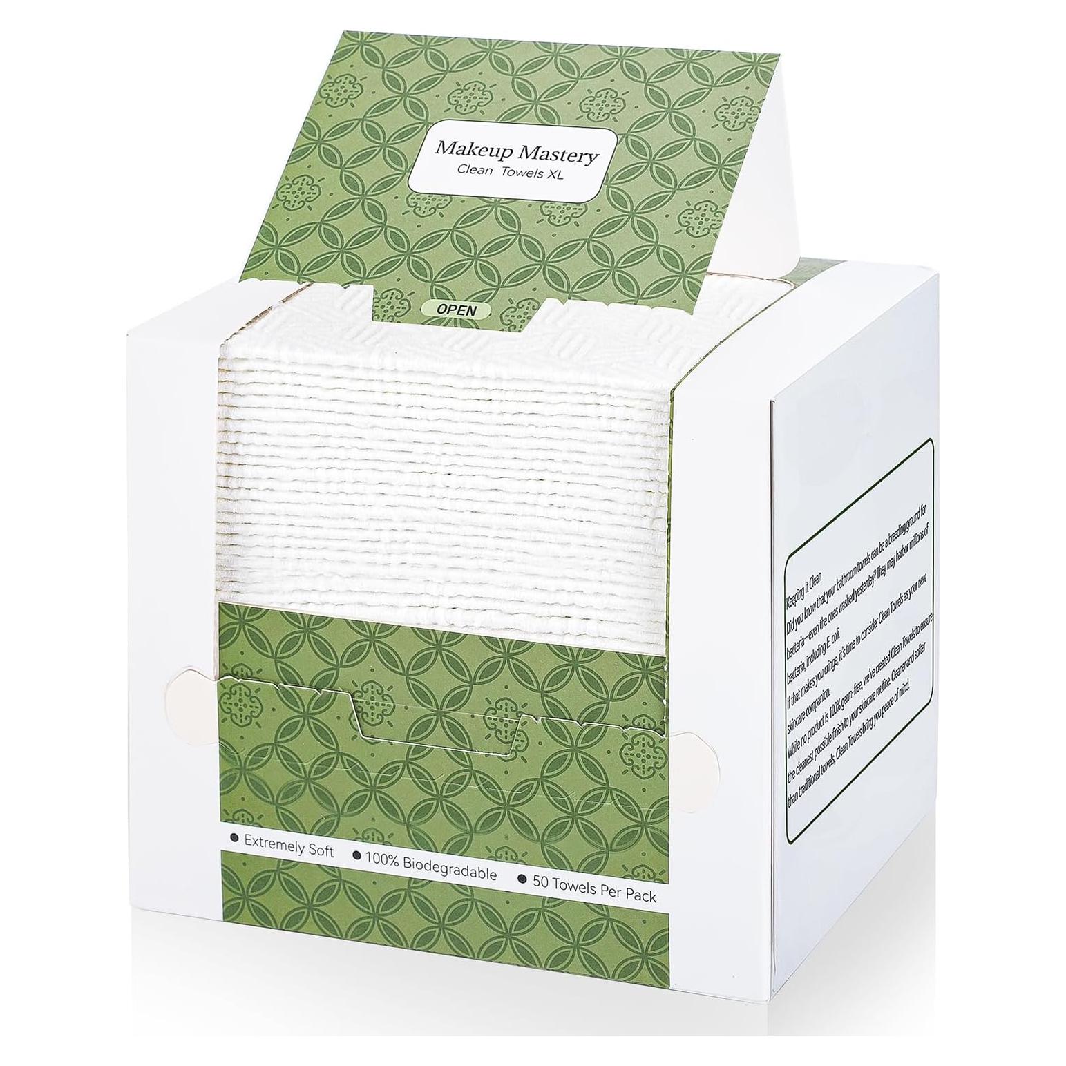 Toallas Faciales Desechables Makeup Mastery 50 Unidades 25.4x30.5cm