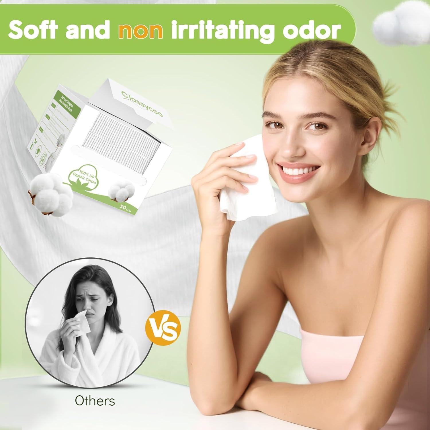 Toallas Faciales Desechables Classycoo XL 100% Algodón 30x25 CM