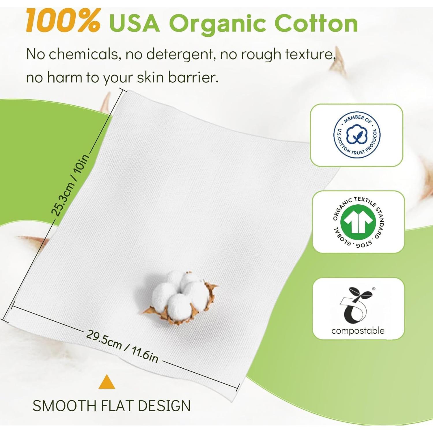 Toallas Faciales Desechables Classycoo XL 100% Algodón 30x25 CM