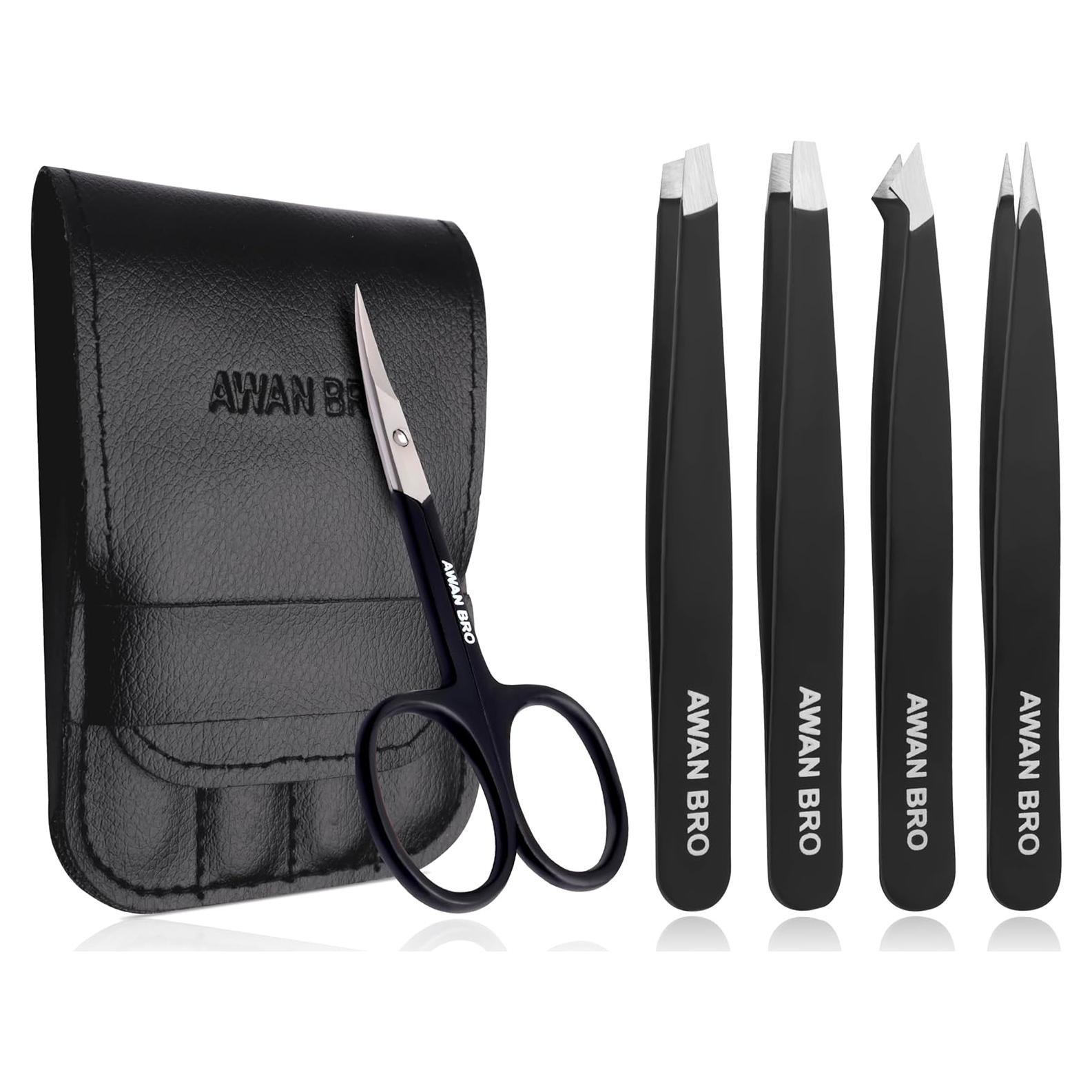 Juego de Pinzas de Precisión AWAN BRO 5 Piezas Acero Inoxidable