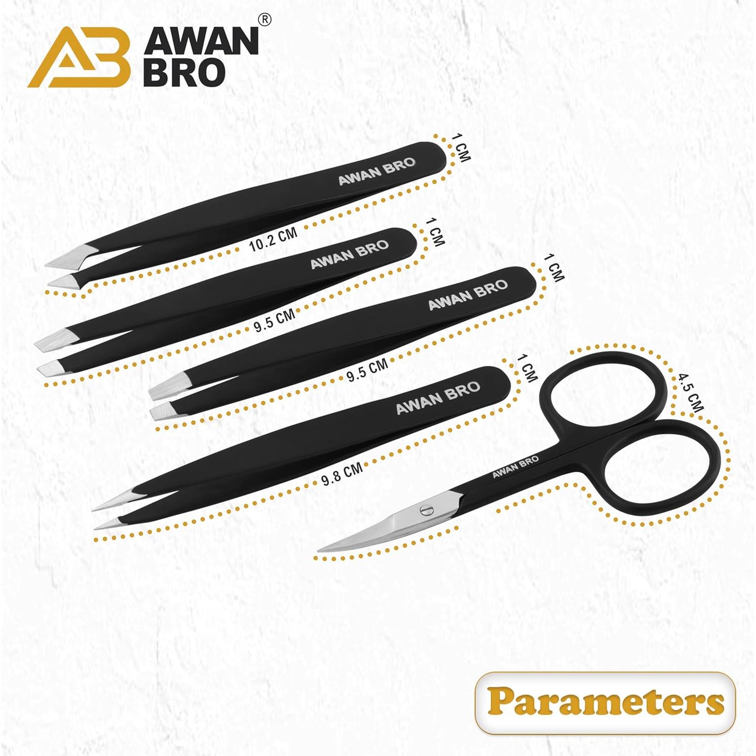 Juego de Pinzas de Precisión AWAN BRO 5 Piezas Acero Inoxidable