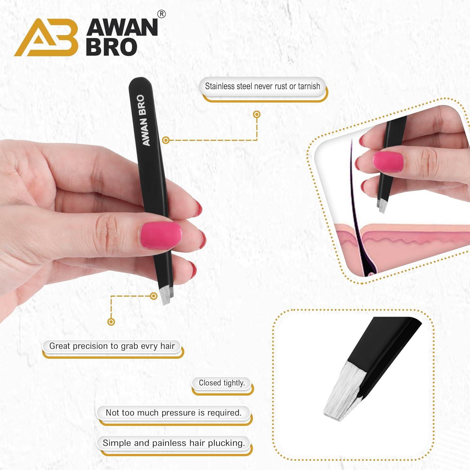 Juego de Pinzas de Precisión AWAN BRO 5 Piezas Acero Inoxidable