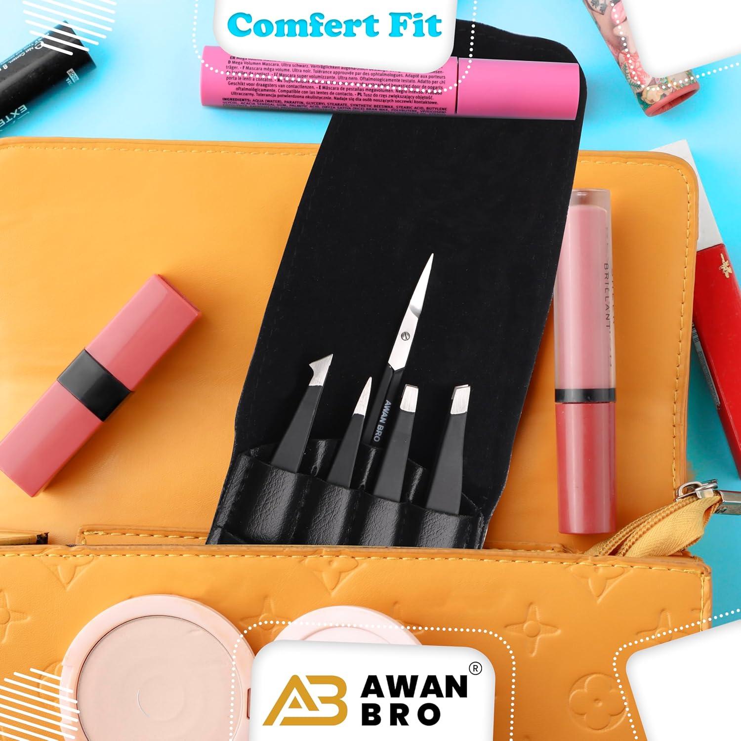 Juego de Pinzas de Precisión AWAN BRO 5 Piezas Acero Inoxidable