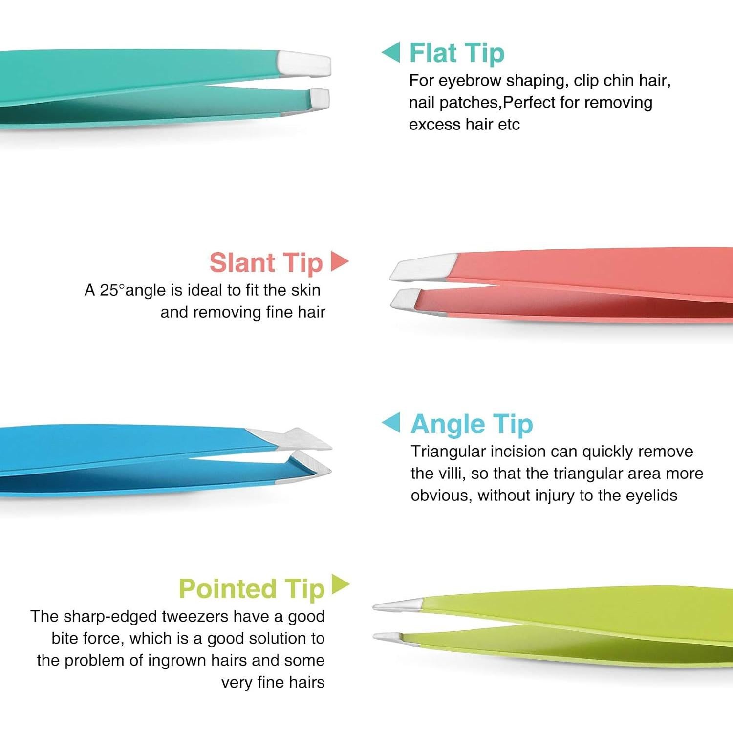 Juego de Pinzas HAWATOUR 4 Piezas Acero Inoxidable Multicolor