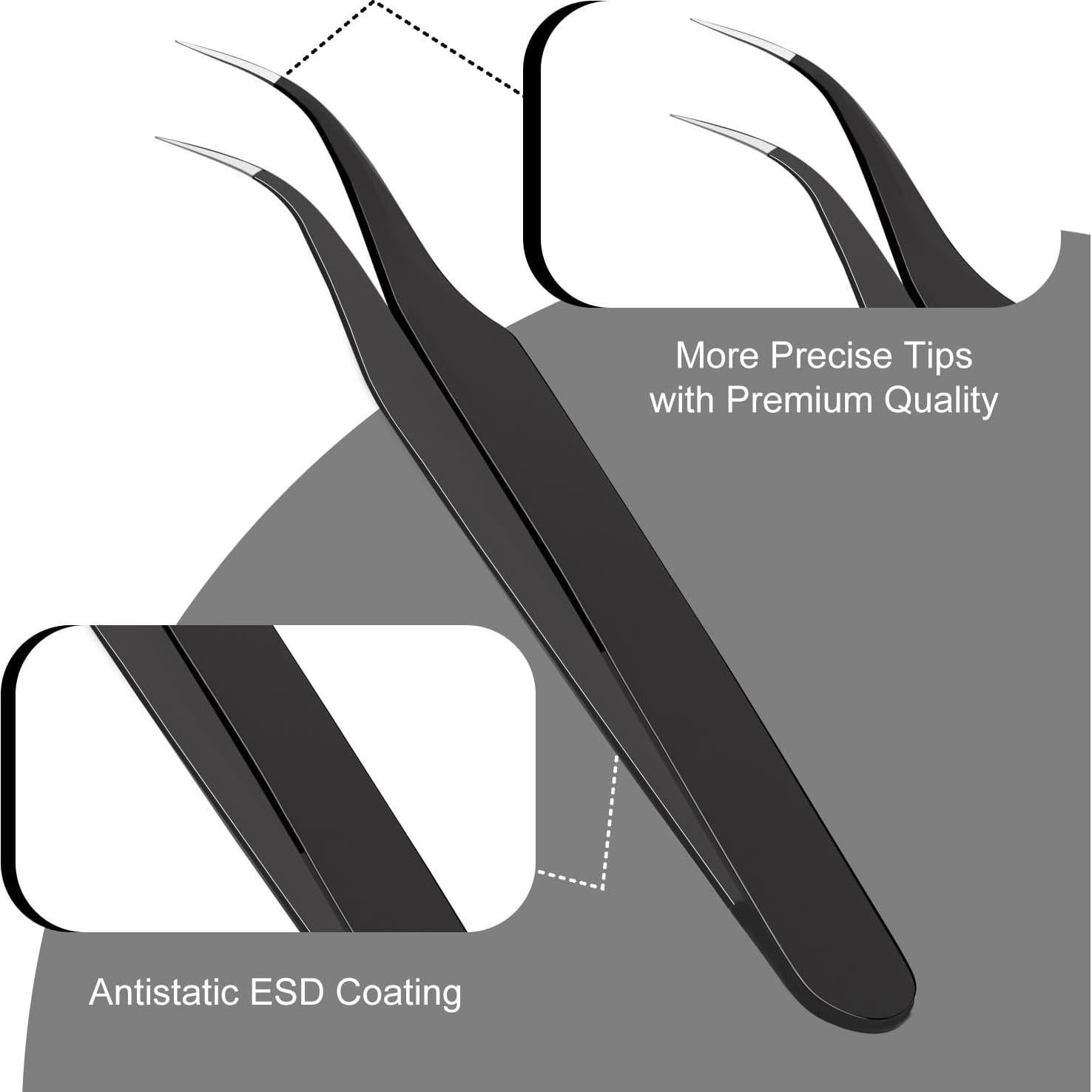 Juego de Pinzas de Precisión G.CATACC 4 Piezas con Estuche