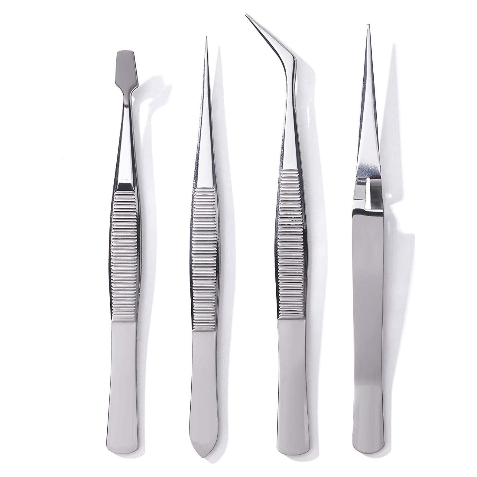 Juego de Pinzas de Precisión Edward Harden 4 Piezas Acero Inoxidable