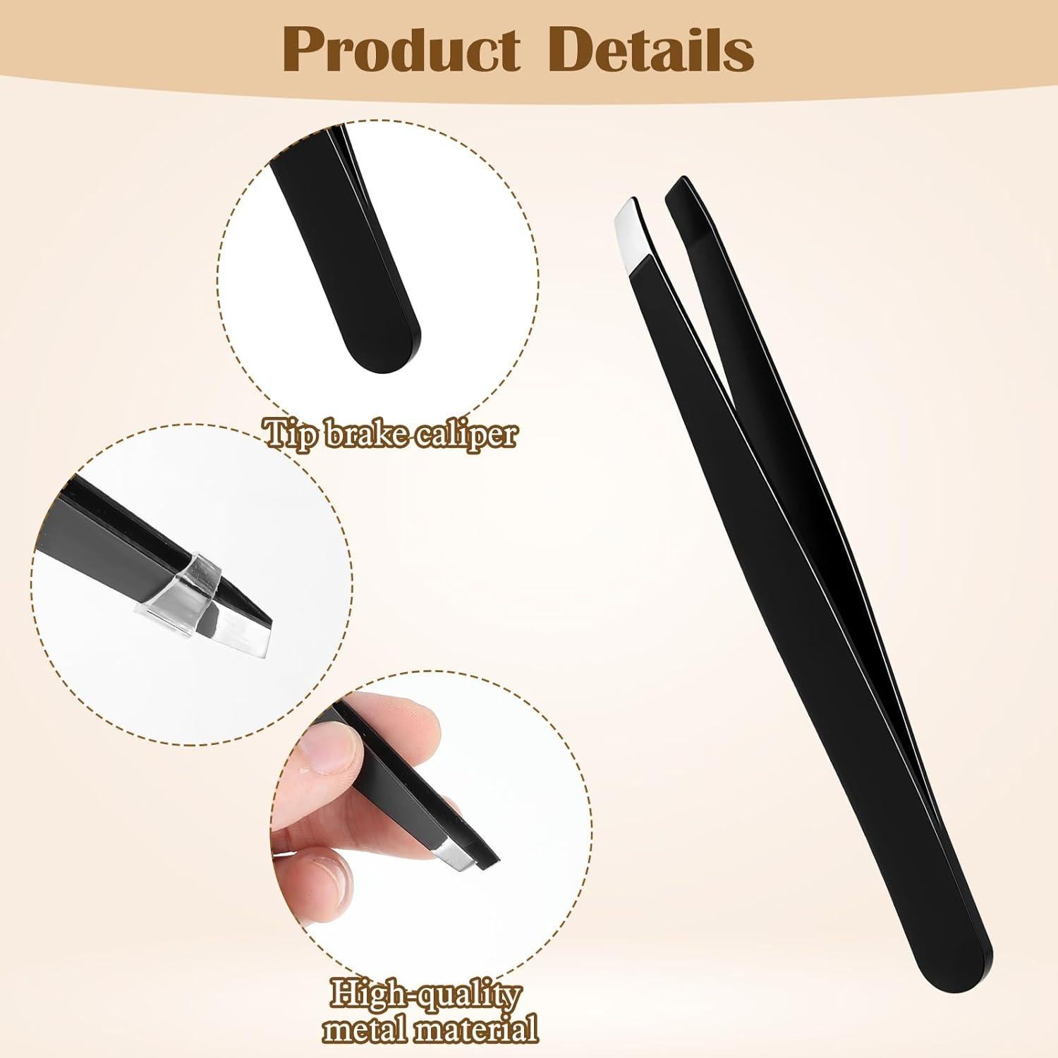 Set de 12 Pinzas para Cejas Acero Inoxidable Styquenzer Negro