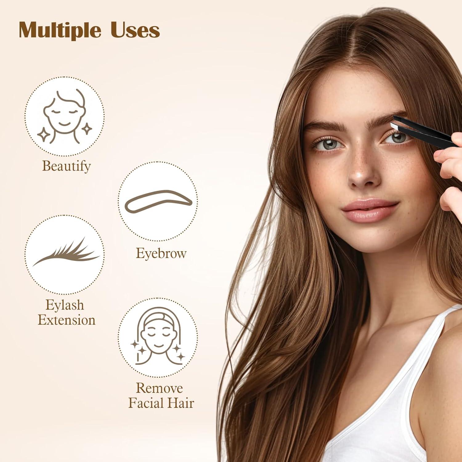 Set de 12 Pinzas para Cejas Acero Inoxidable Styquenzer Negro