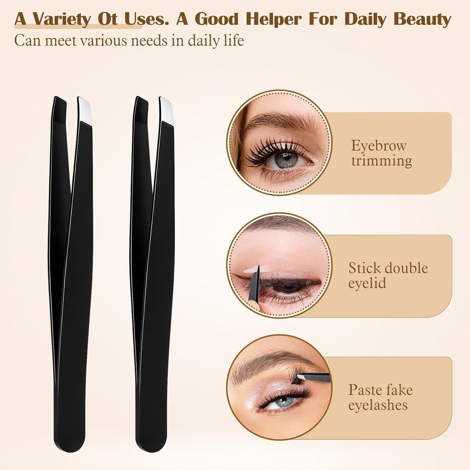 Set de 12 Pinzas para Cejas Acero Inoxidable Styquenzer Negro