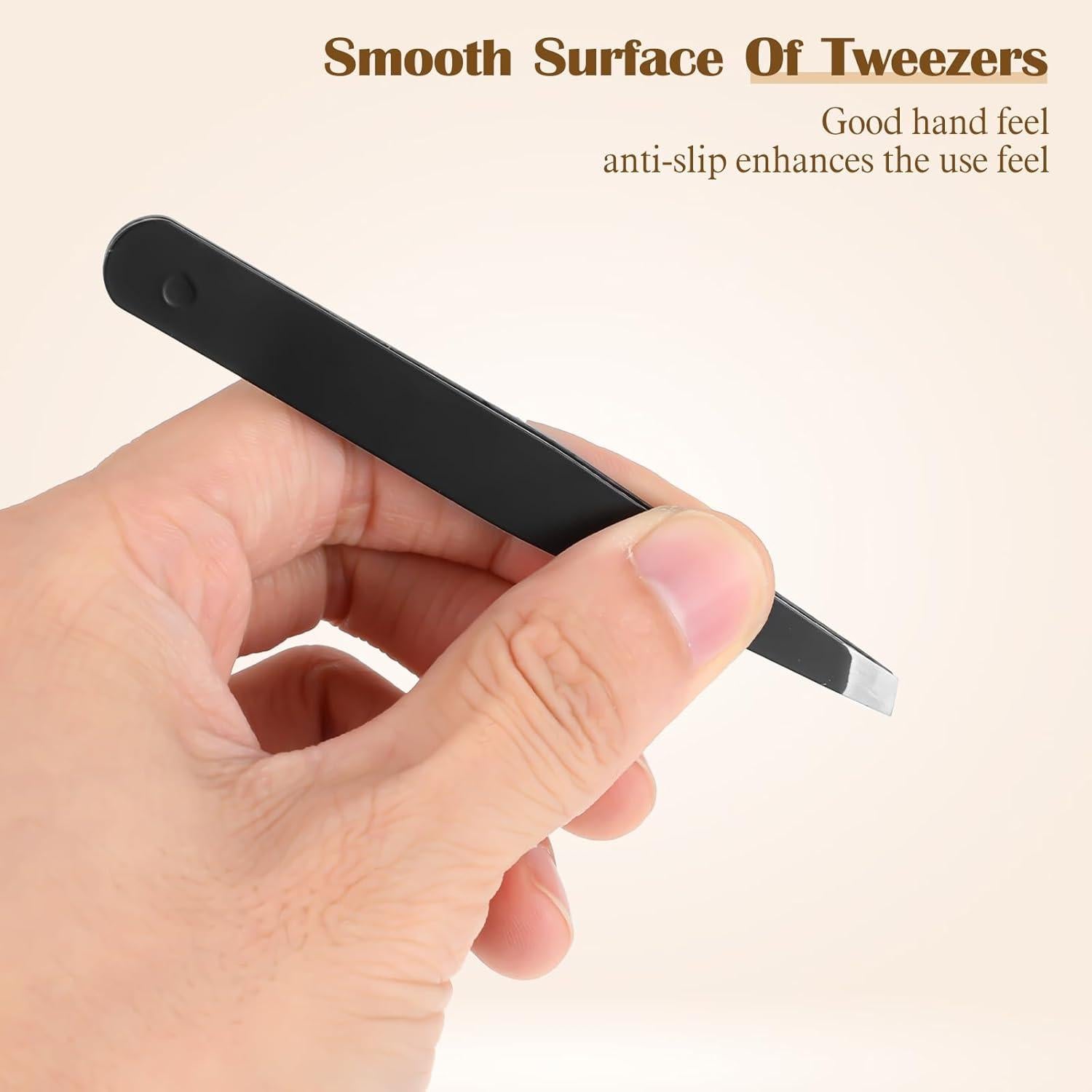 Set de 12 Pinzas para Cejas Acero Inoxidable Styquenzer Negro