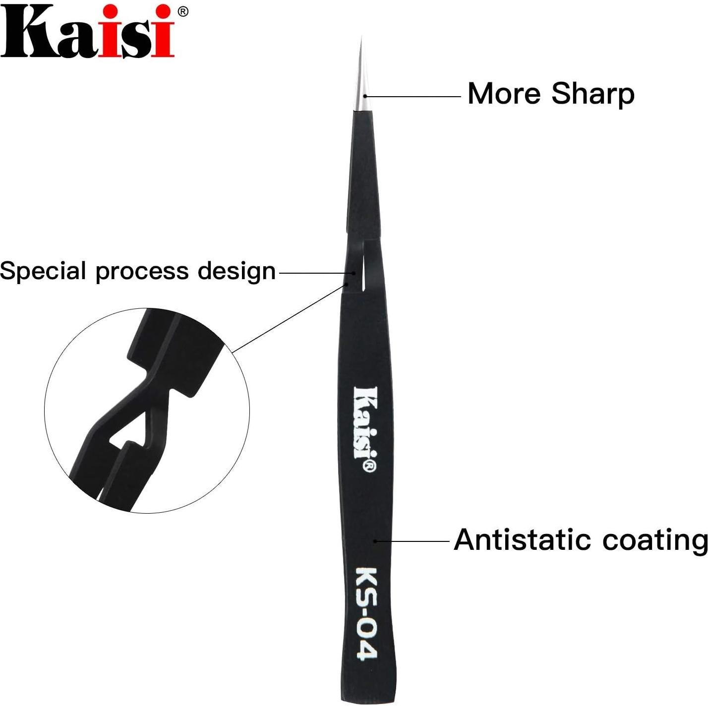 Juego de Pinzas de Bloqueo Kaisi 6 PCS Acero Inoxidable ESD