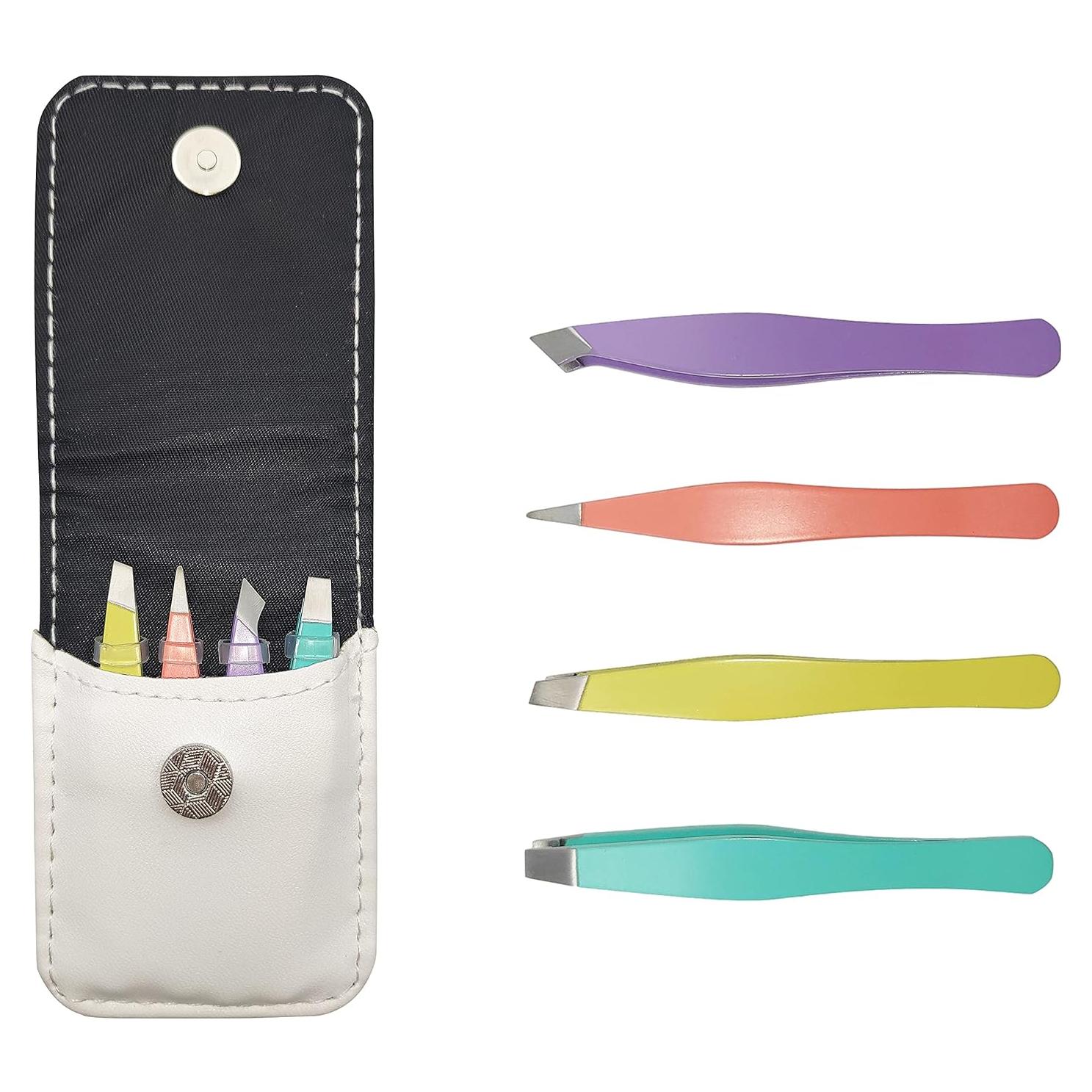 Juego de Pinzas para Cejas Mini N/C - Acero Inoxidable 4 Puntas