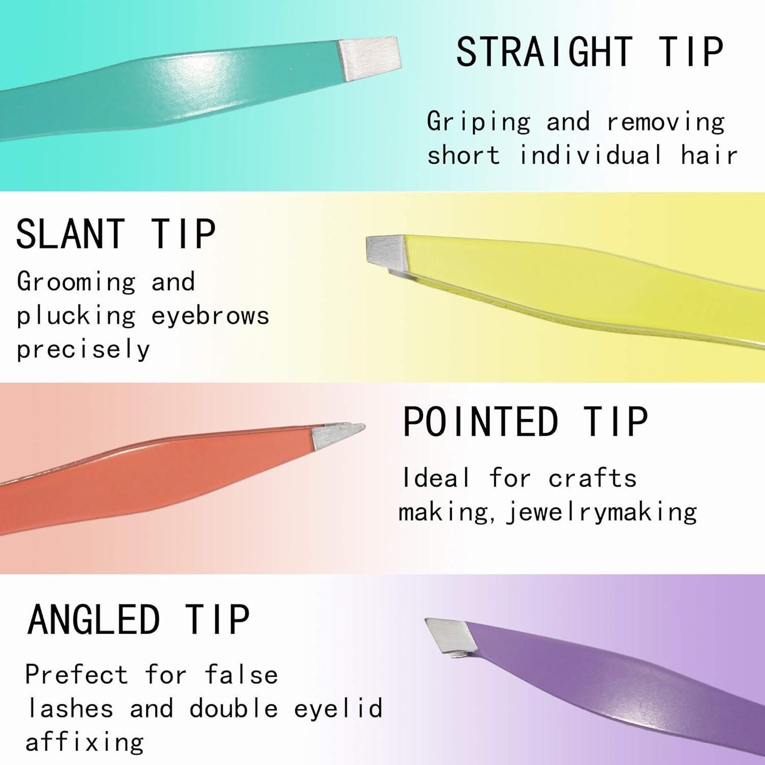 Juego de Pinzas para Cejas Mini N/C - Acero Inoxidable 4 Puntas