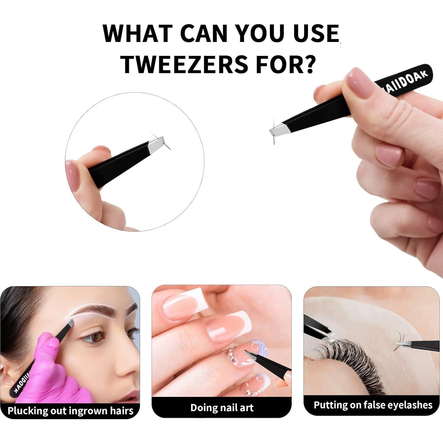 Juego de Pinzas Profesionales Haiidoak Acero Inoxidable 3 en 1