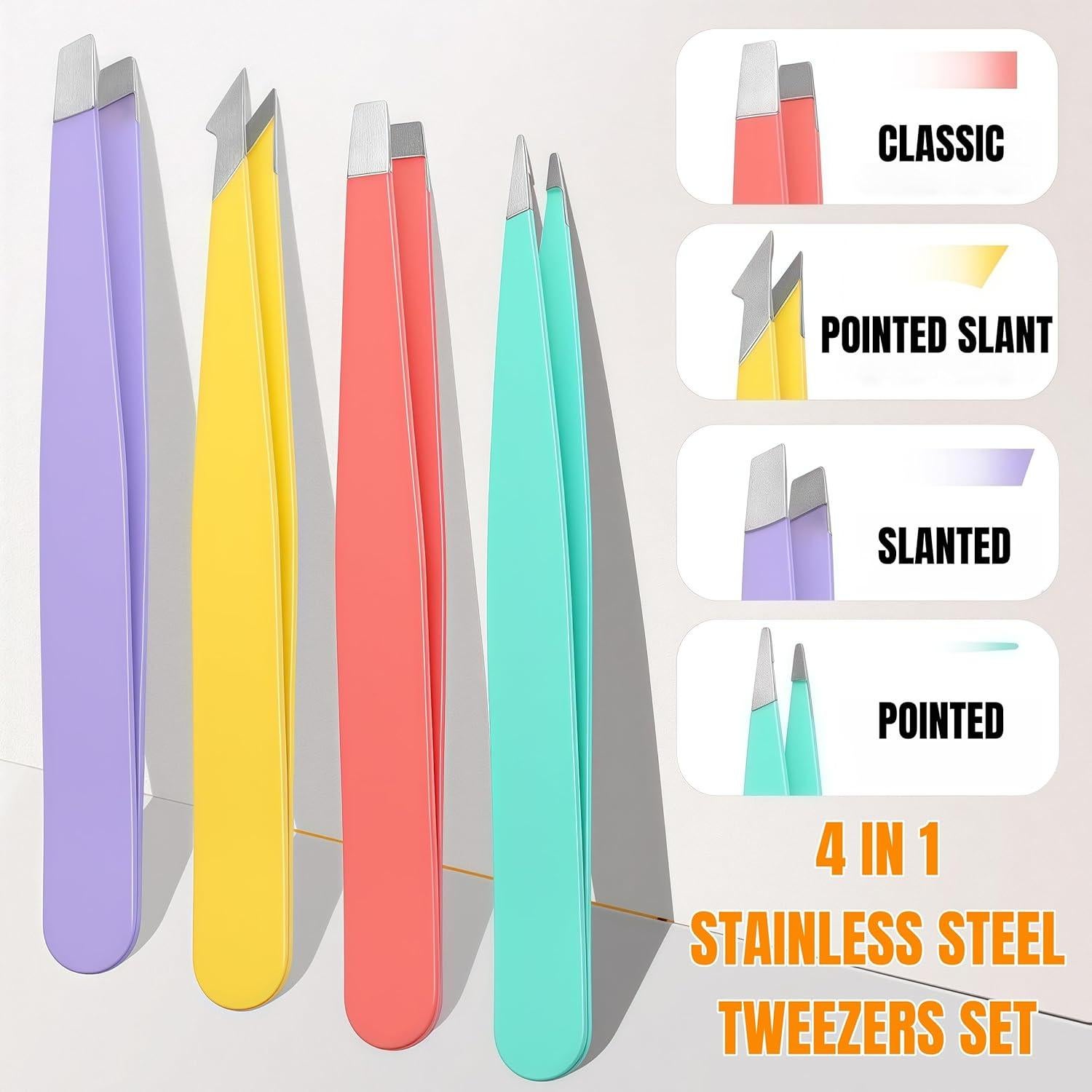 Juego de Pinzas 4 en 1 Genérico Rosa - Acero Inoxidable