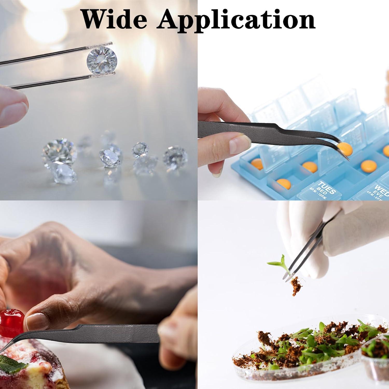 Juego de Pinzas ESD de Precisión 11 Piezas Acero Inoxidable