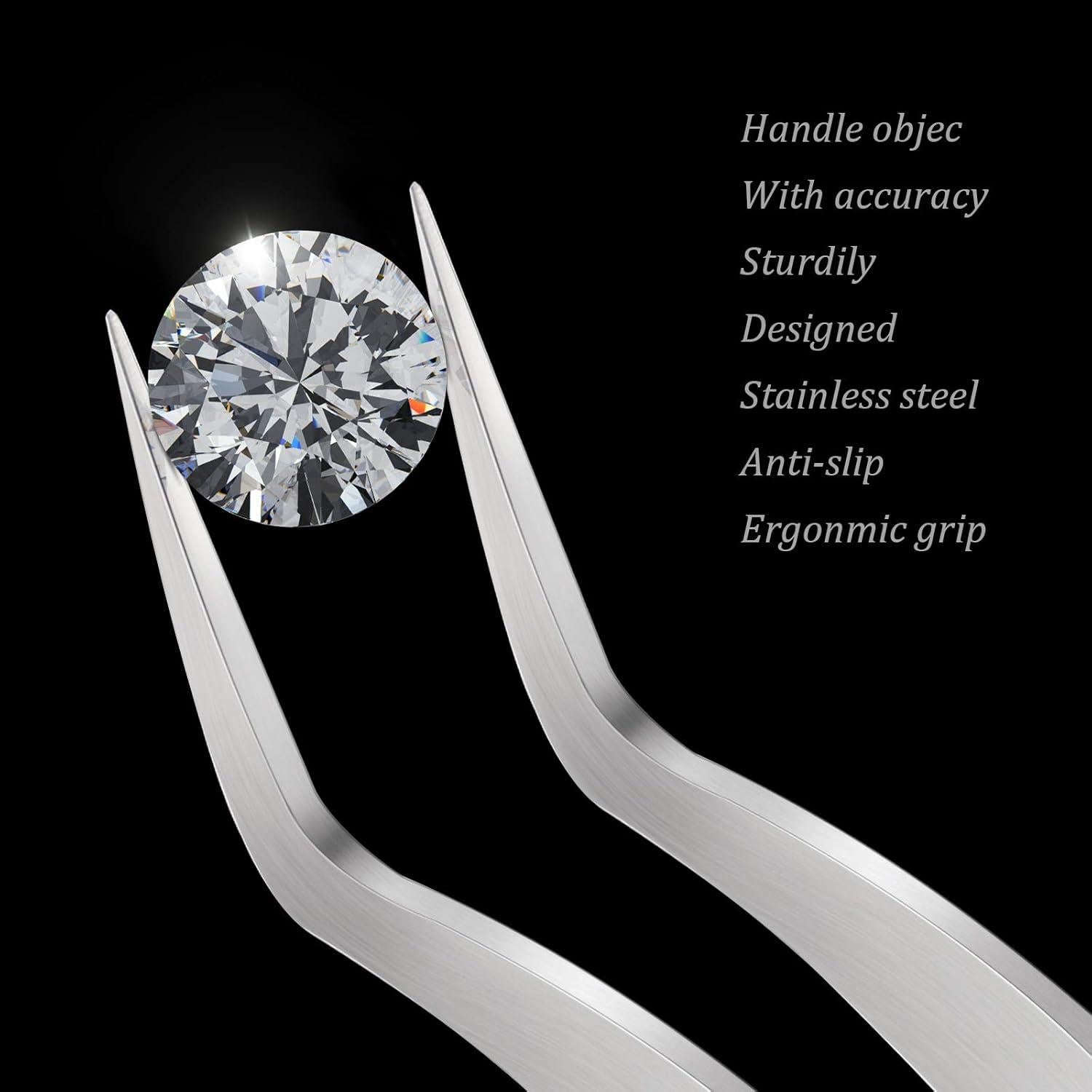 Pinzas de Precisión Curvadas Honoson 3 Piezas Acero Inoxidable