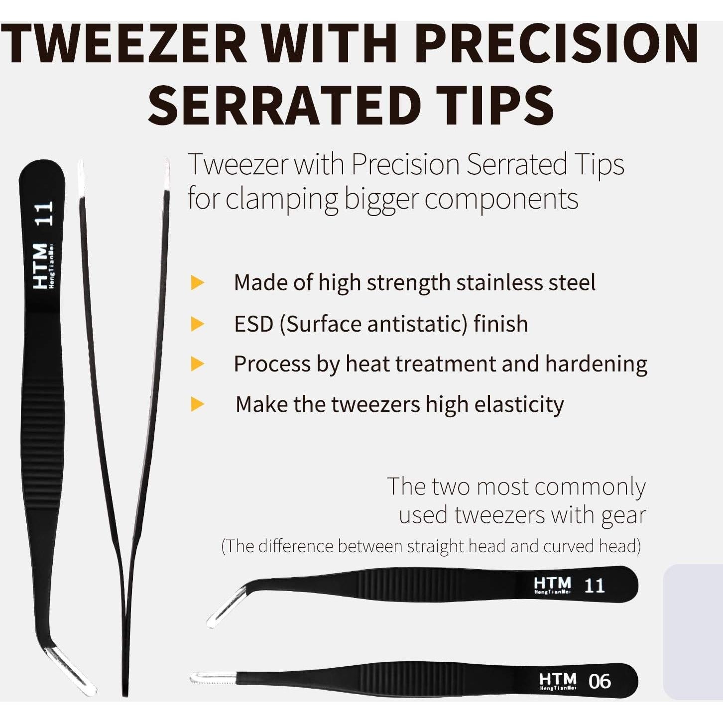 Set de 7 Pinzas Micro de Precisión HengTianMei Acero Inoxidable
