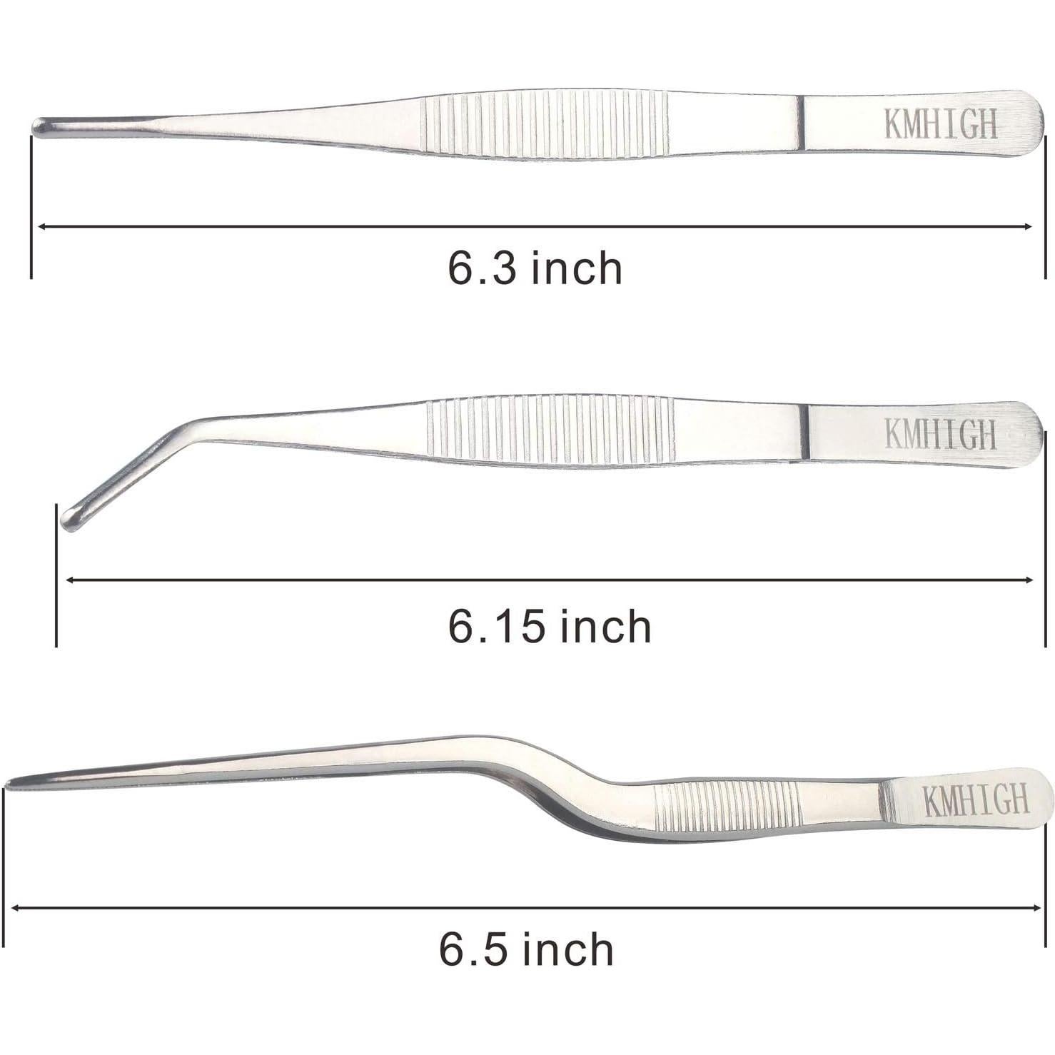 Juego de Pinzas de Acero Inoxidable KMHIGH 3 Piezas 15.6cm