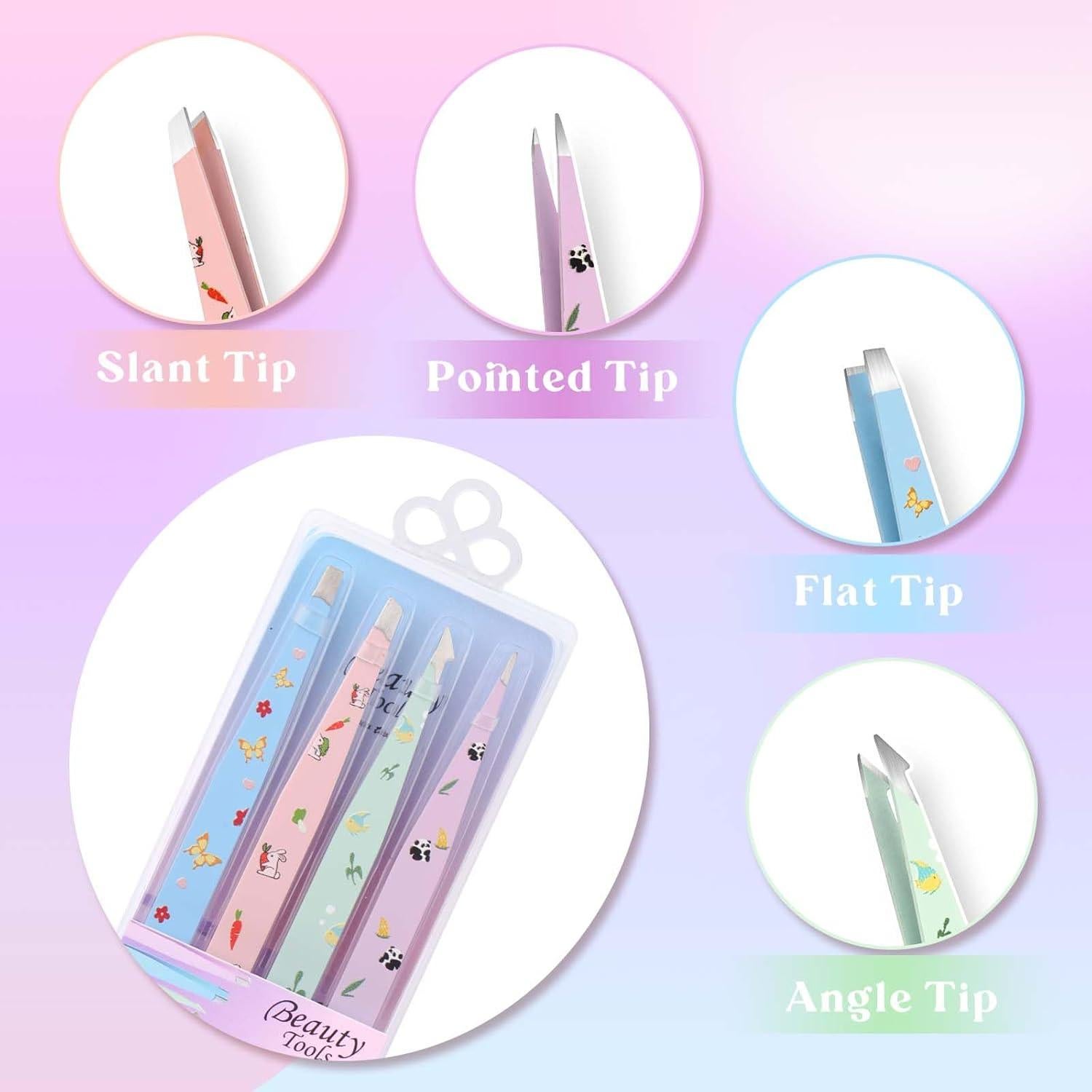 Pinzas Profesionales FADLASH 4 Piezas Acero Inoxidable