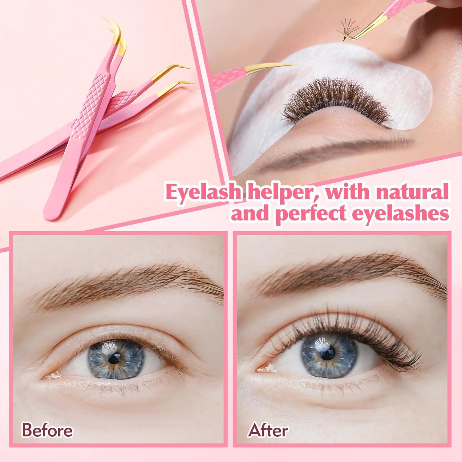 Juego de Pinzas para Pestañas Kerros 2 Piezas Curva y Recta