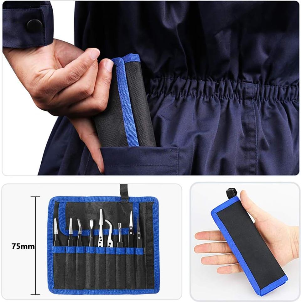 Juego de Pinzas de Precisión HANDSKIT - 9 Piezas de Acero Inoxidable