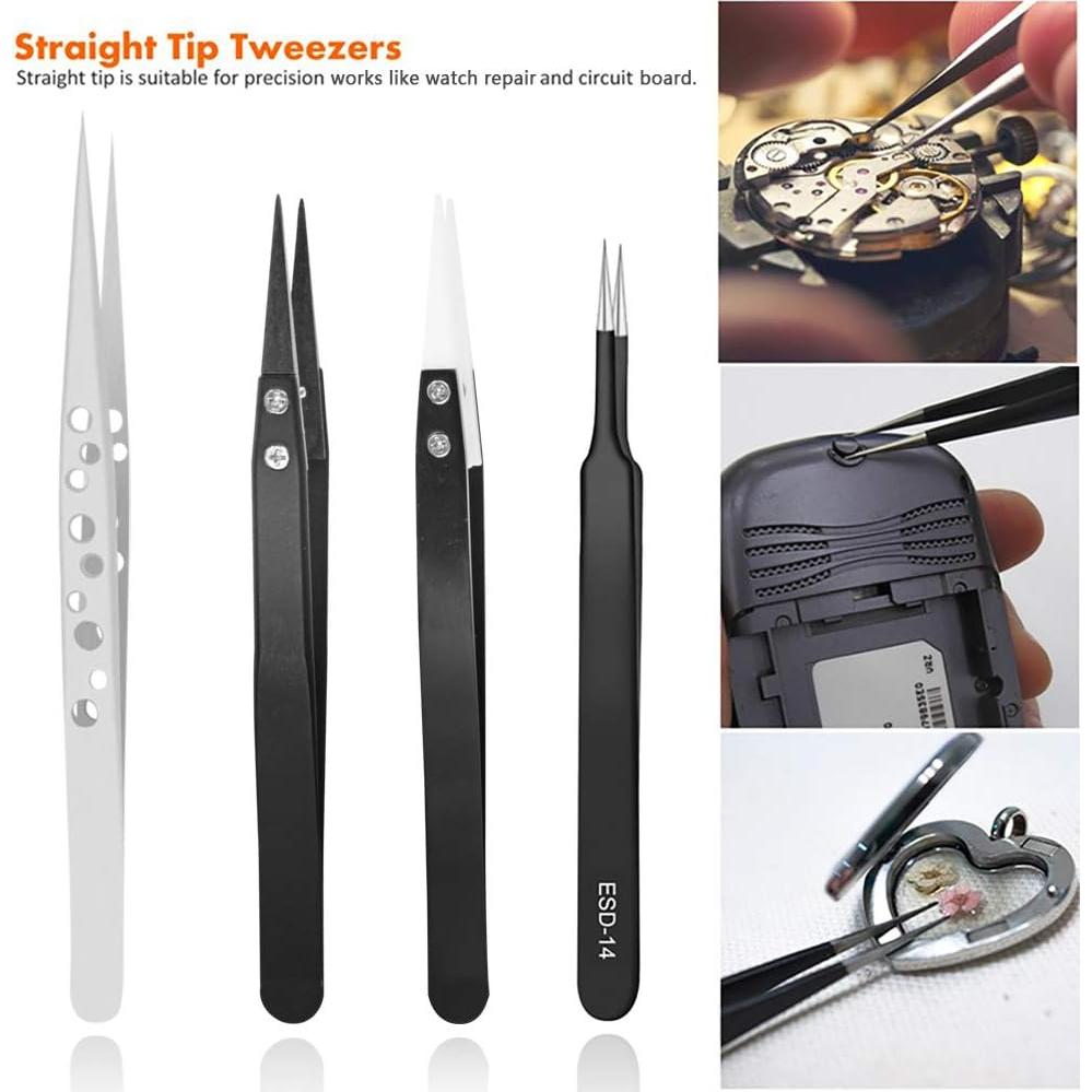 Juego de Pinzas de Precisión HANDSKIT - 9 Piezas de Acero Inoxidable