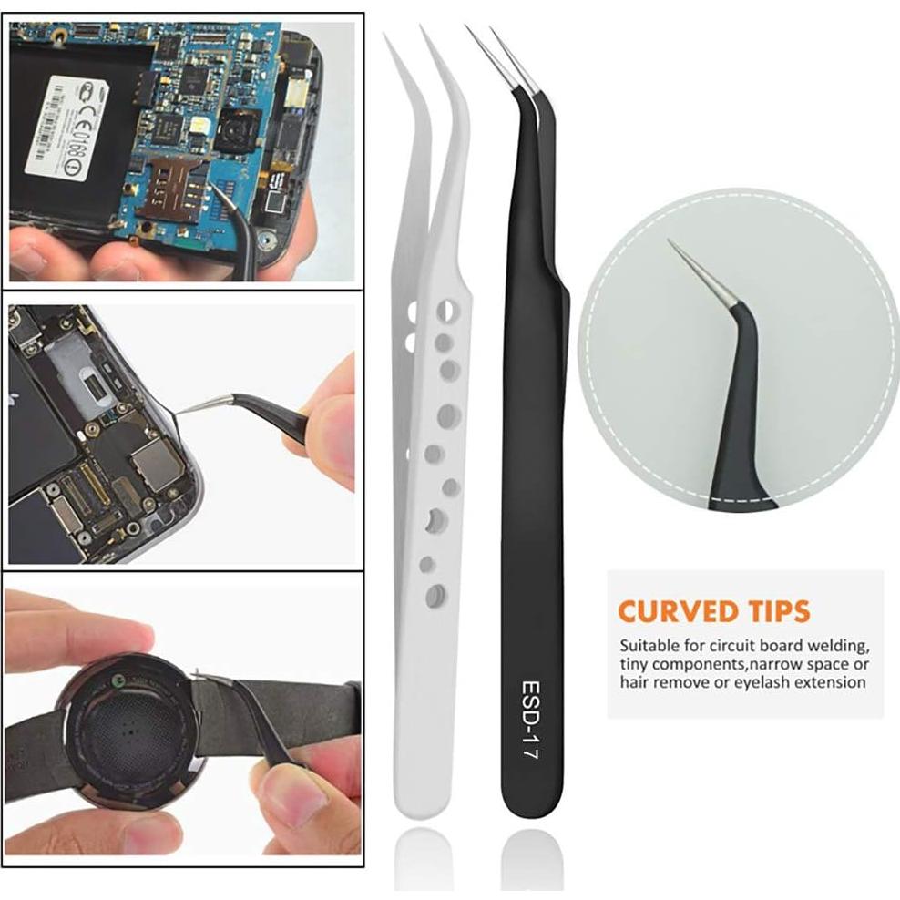 Juego de Pinzas de Precisión HANDSKIT - 9 Piezas de Acero Inoxidable