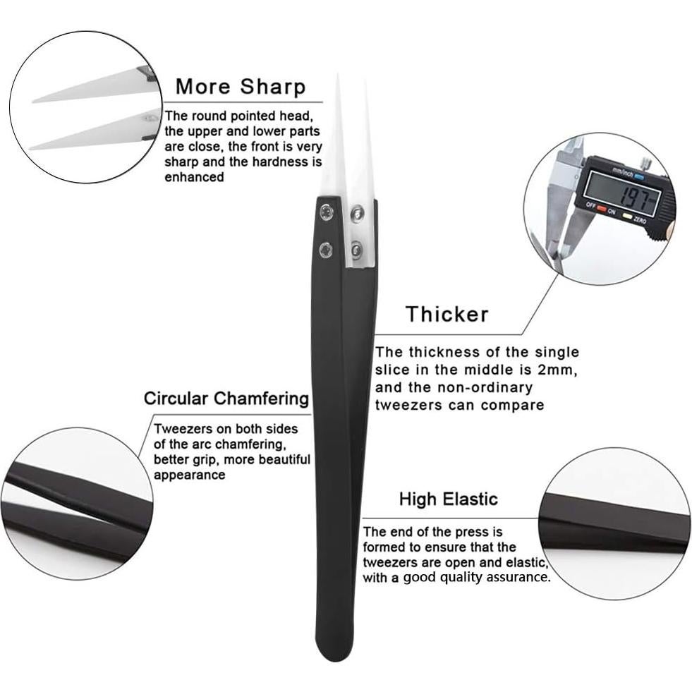 Juego de Pinzas de Precisión HANDSKIT - 9 Piezas de Acero Inoxidable