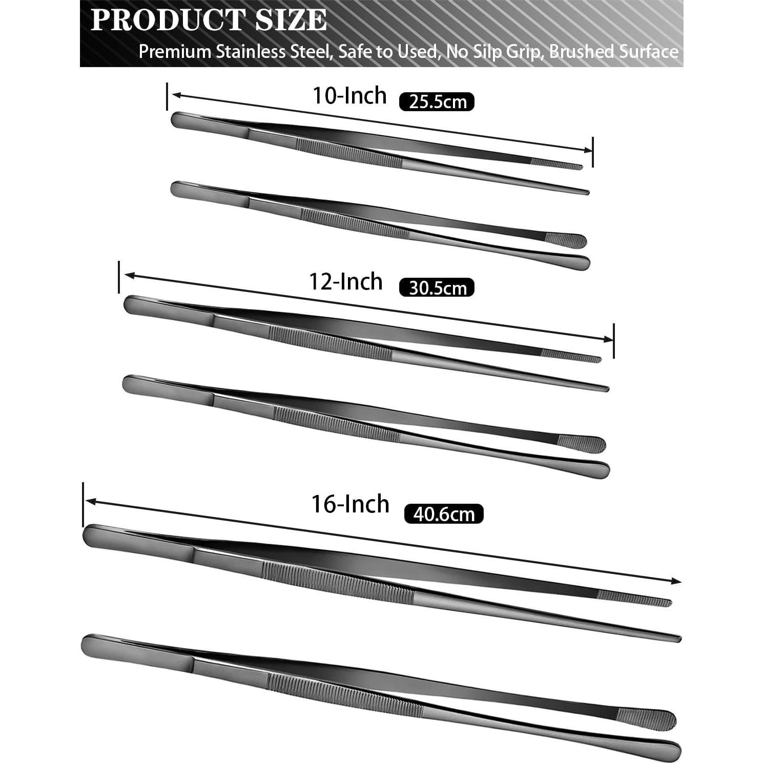 Pinzas de Cocina JETKONG 30.48 cm Acero Inoxidable Negras