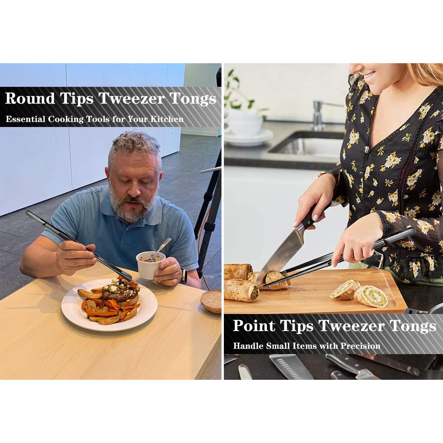 Pinzas de Cocina JETKONG 30.48 cm Acero Inoxidable Negras