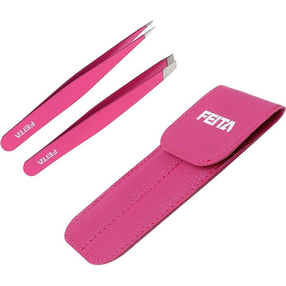 Pinzas de Precisión FEITA Rosa - Acero Inoxidable - 2 Piezas