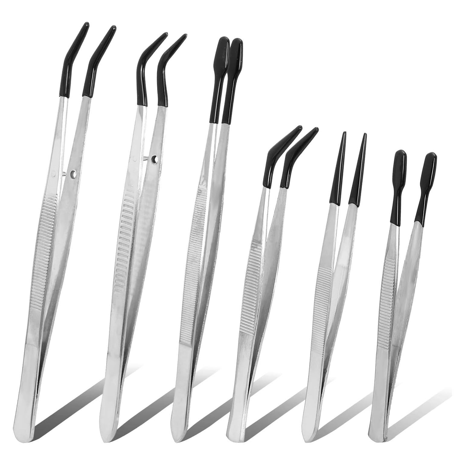 Juego de 6 Pinzas de Precisión Enodny con Punta de Goma