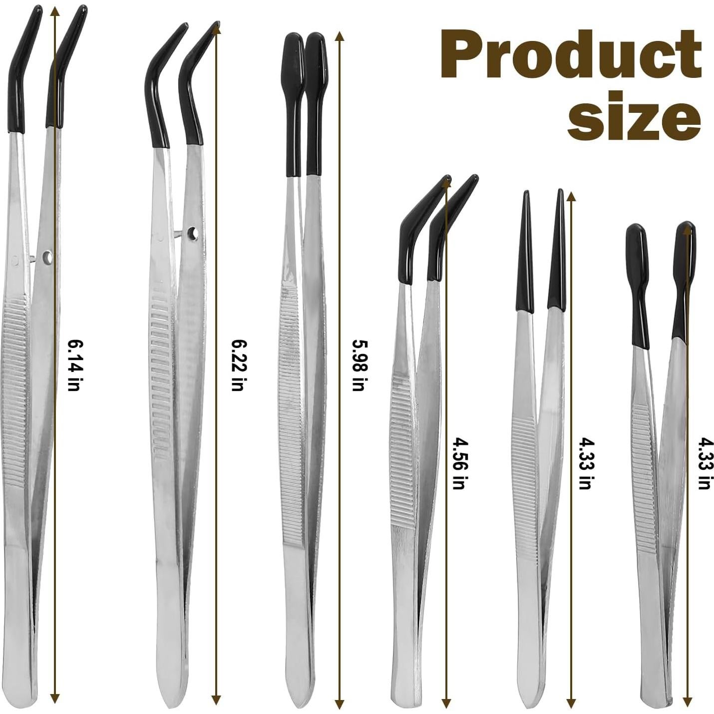 Juego de 6 Pinzas de Precisión Enodny con Punta de Goma