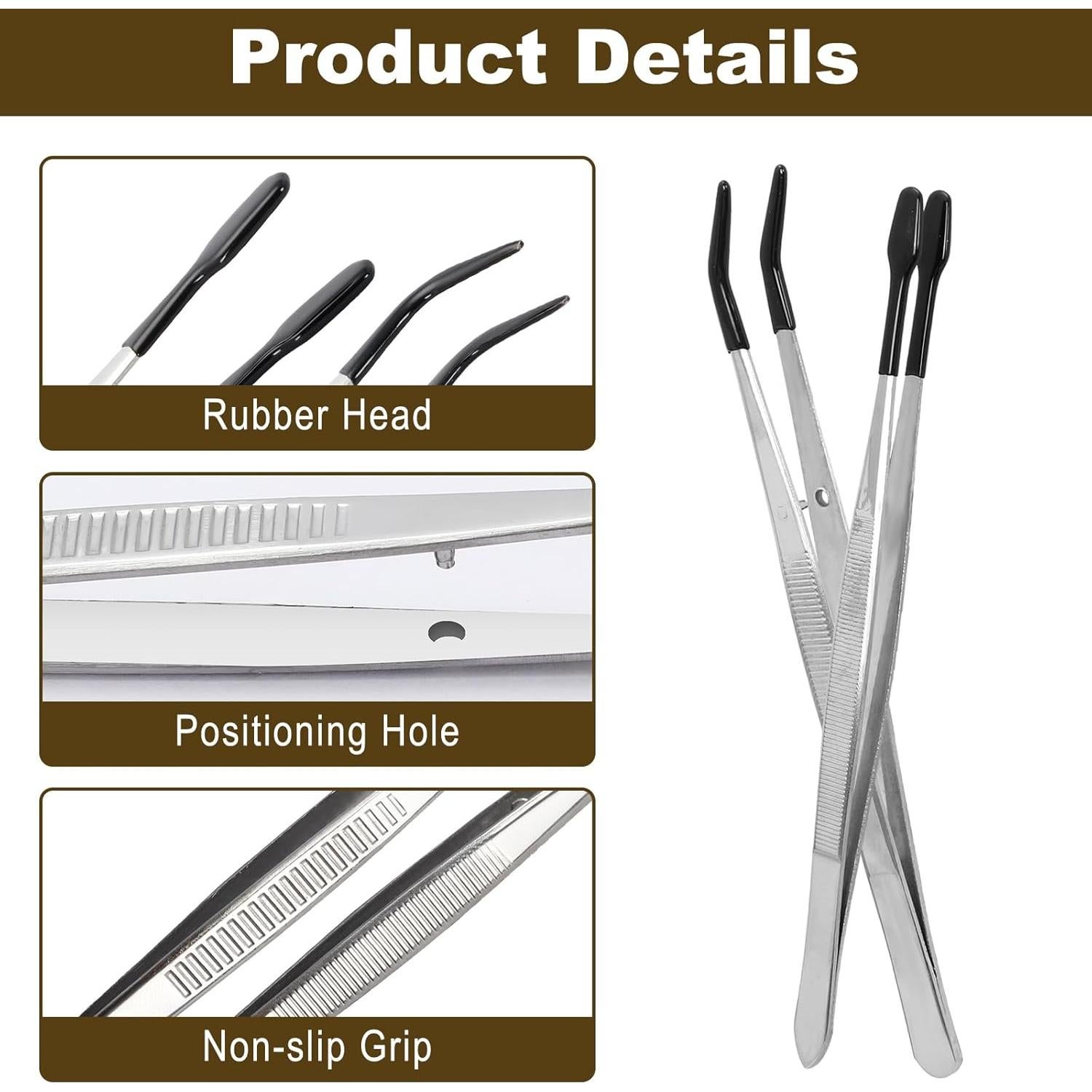 Juego de 6 Pinzas de Precisión Enodny con Punta de Goma