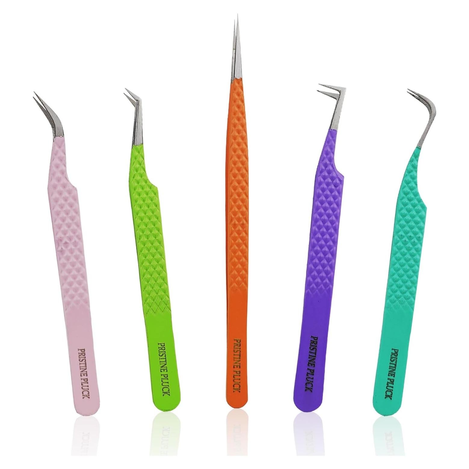 Juego de Pinzas de Pestañas PRISTINE PLUCK 5 Piezas Multicolor
