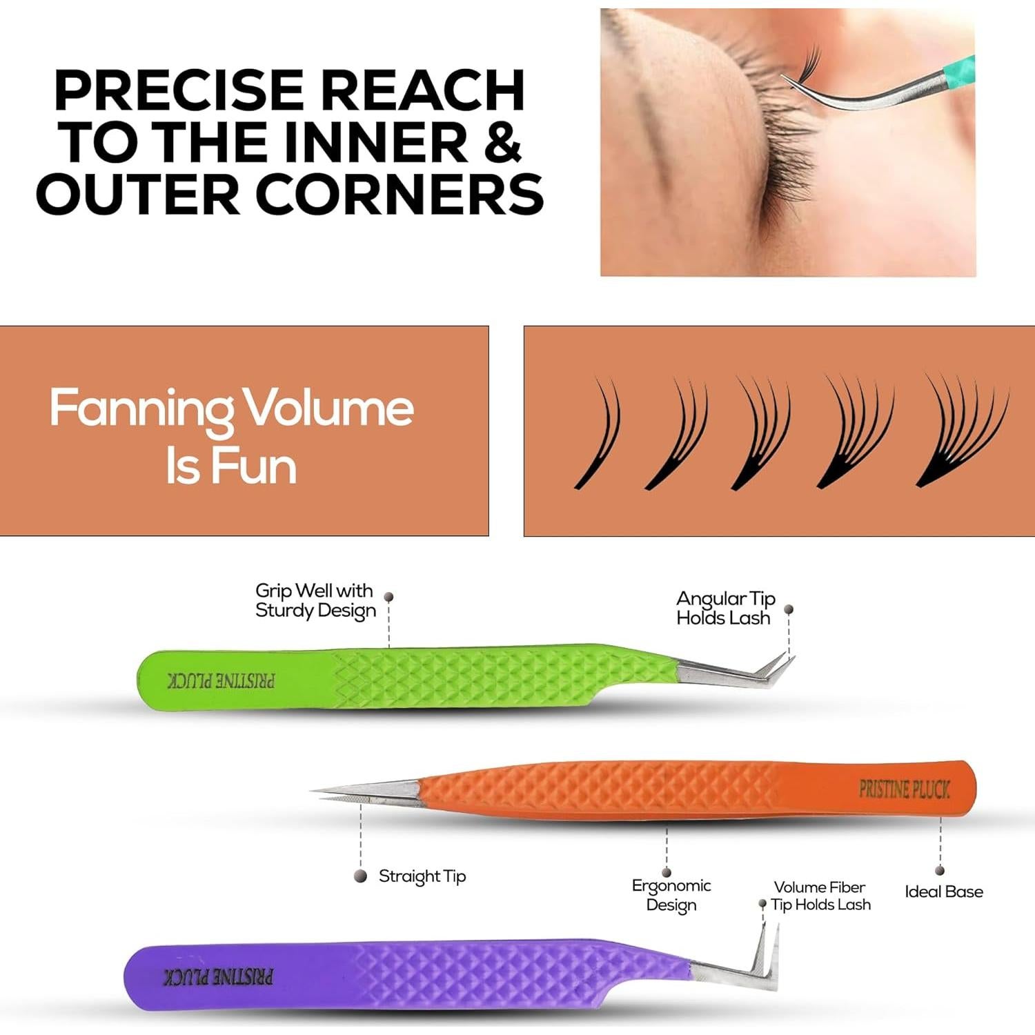 Juego de Pinzas de Pestañas PRISTINE PLUCK 5 Piezas Multicolor