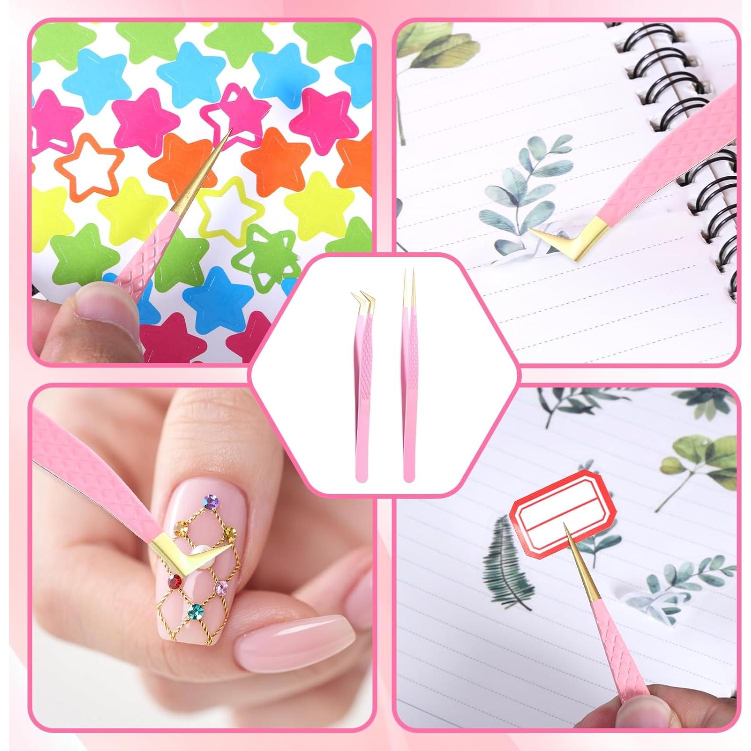 Juego de 2 Pinzas para Pestañas FdcLixuvol Rosa 13.5cm 11.5cm