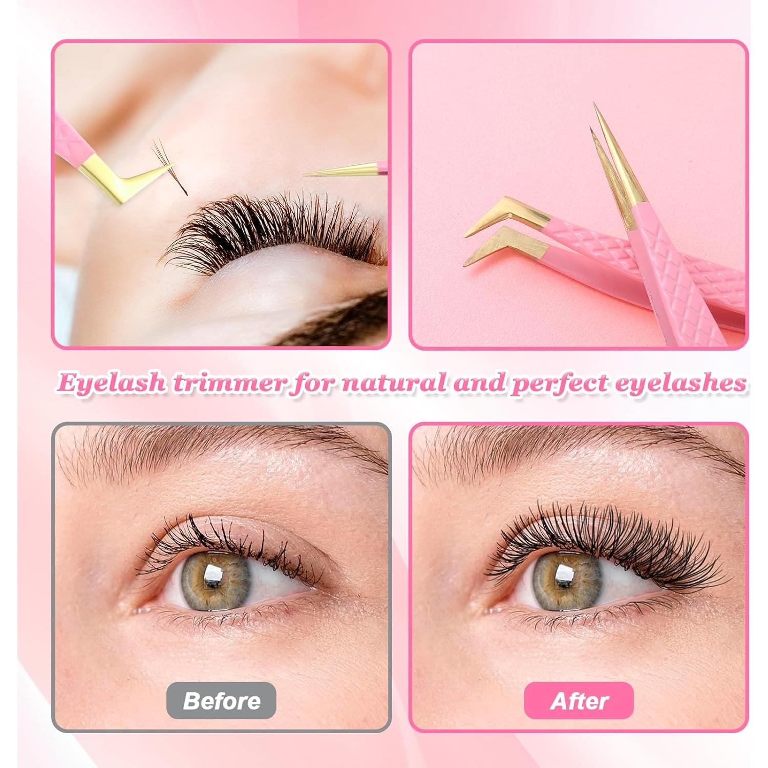 Juego de 2 Pinzas para Pestañas FdcLixuvol Rosa 13.5cm 11.5cm