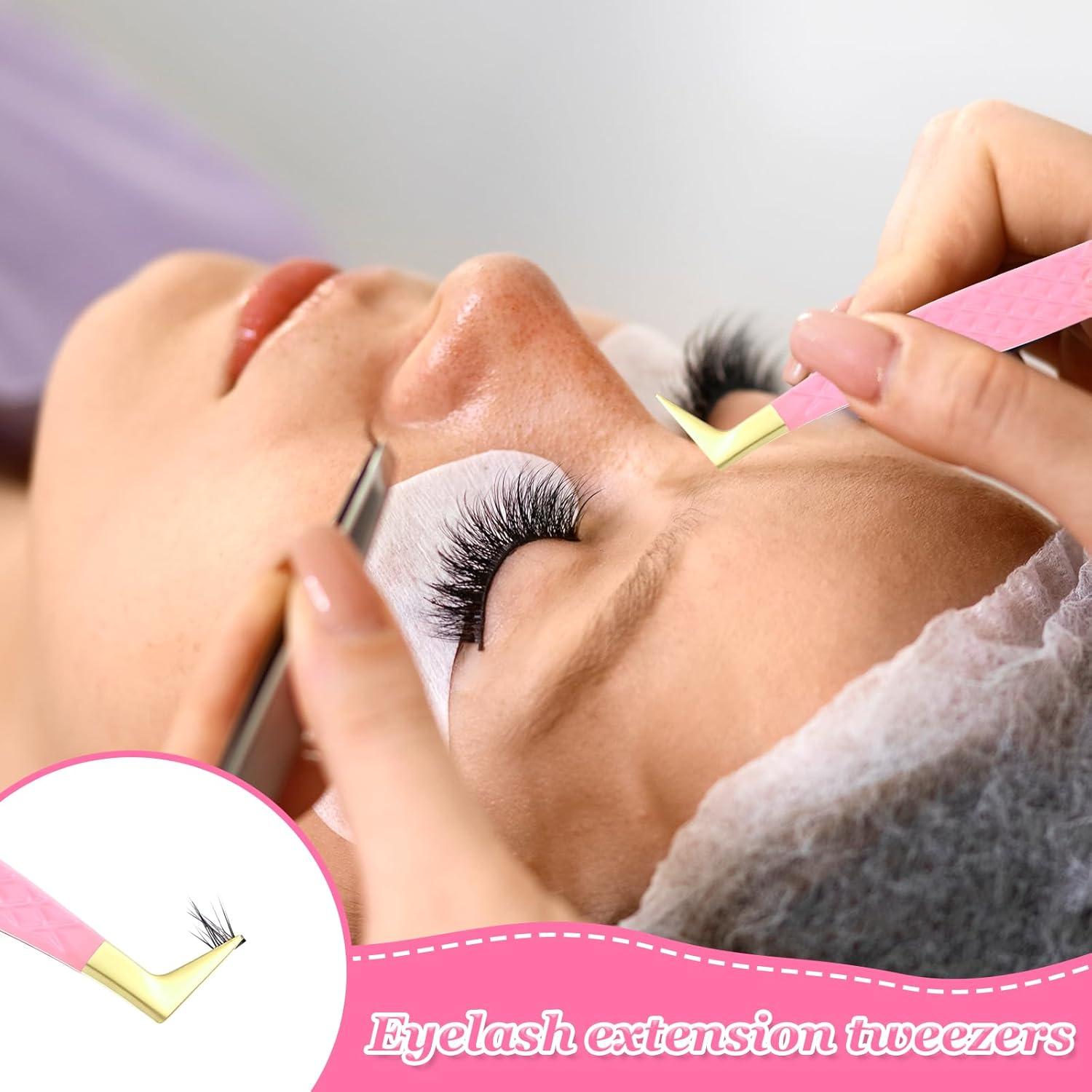 Juego de 2 Pinzas para Pestañas FdcLixuvol Rosa 13.5cm 11.5cm