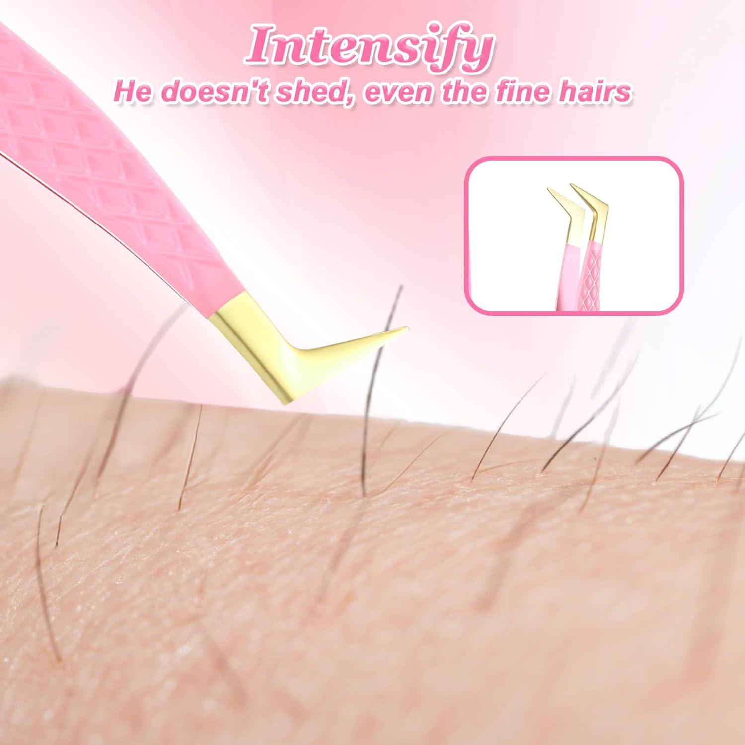 Juego de 2 Pinzas para Pestañas FdcLixuvol Rosa 13.5cm 11.5cm