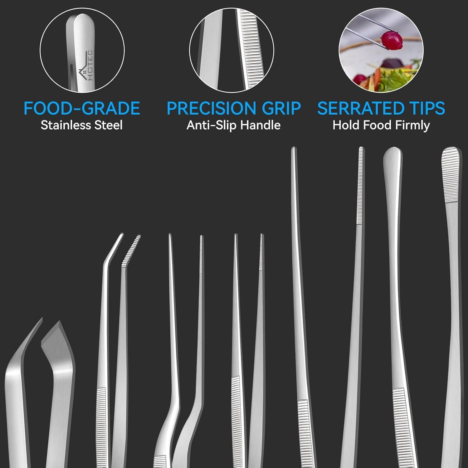 Set de 6 Pinzas de Cocina HOTEC Acero Inoxidable 30.5 cm