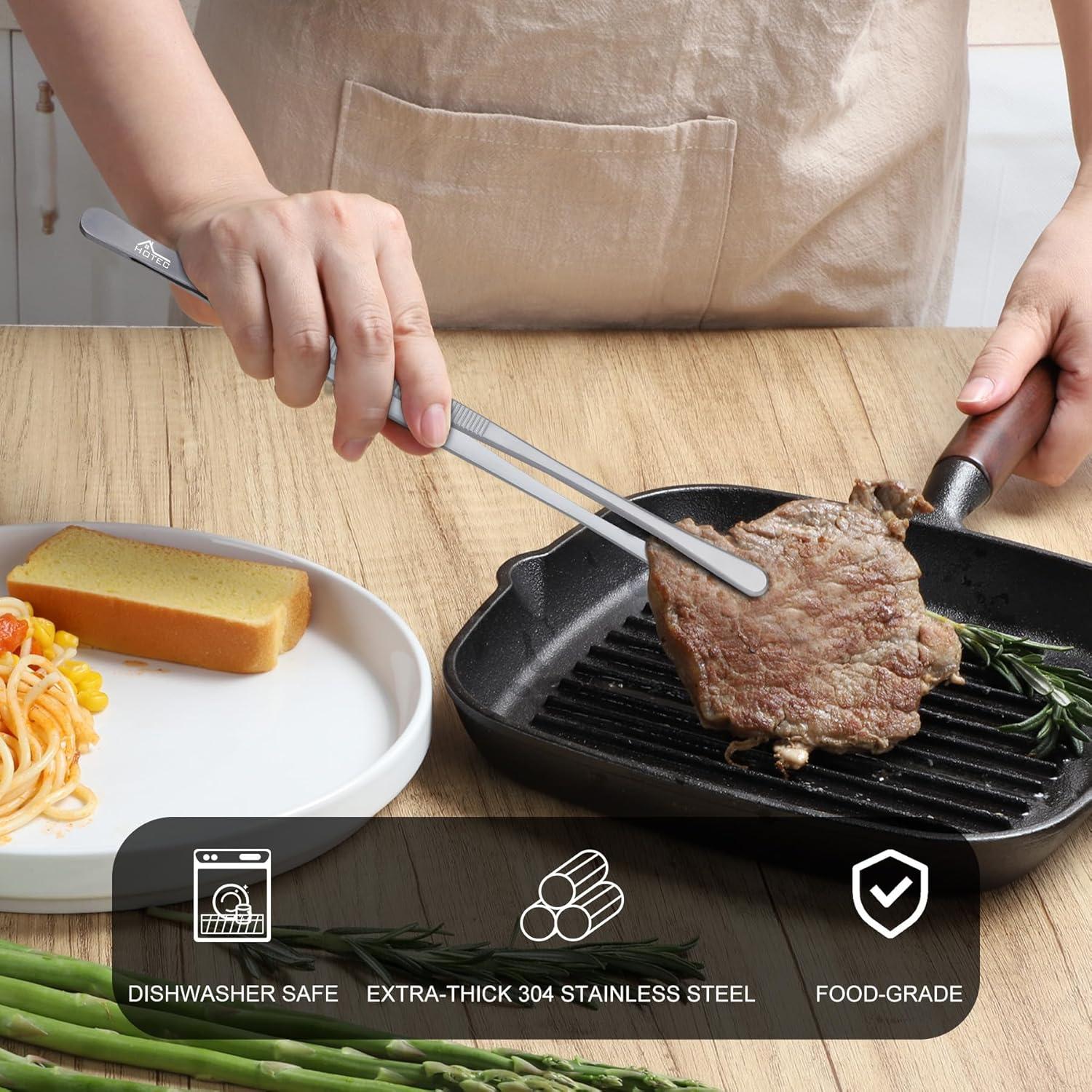 Set de 6 Pinzas de Cocina HOTEC Acero Inoxidable 30.5 cm