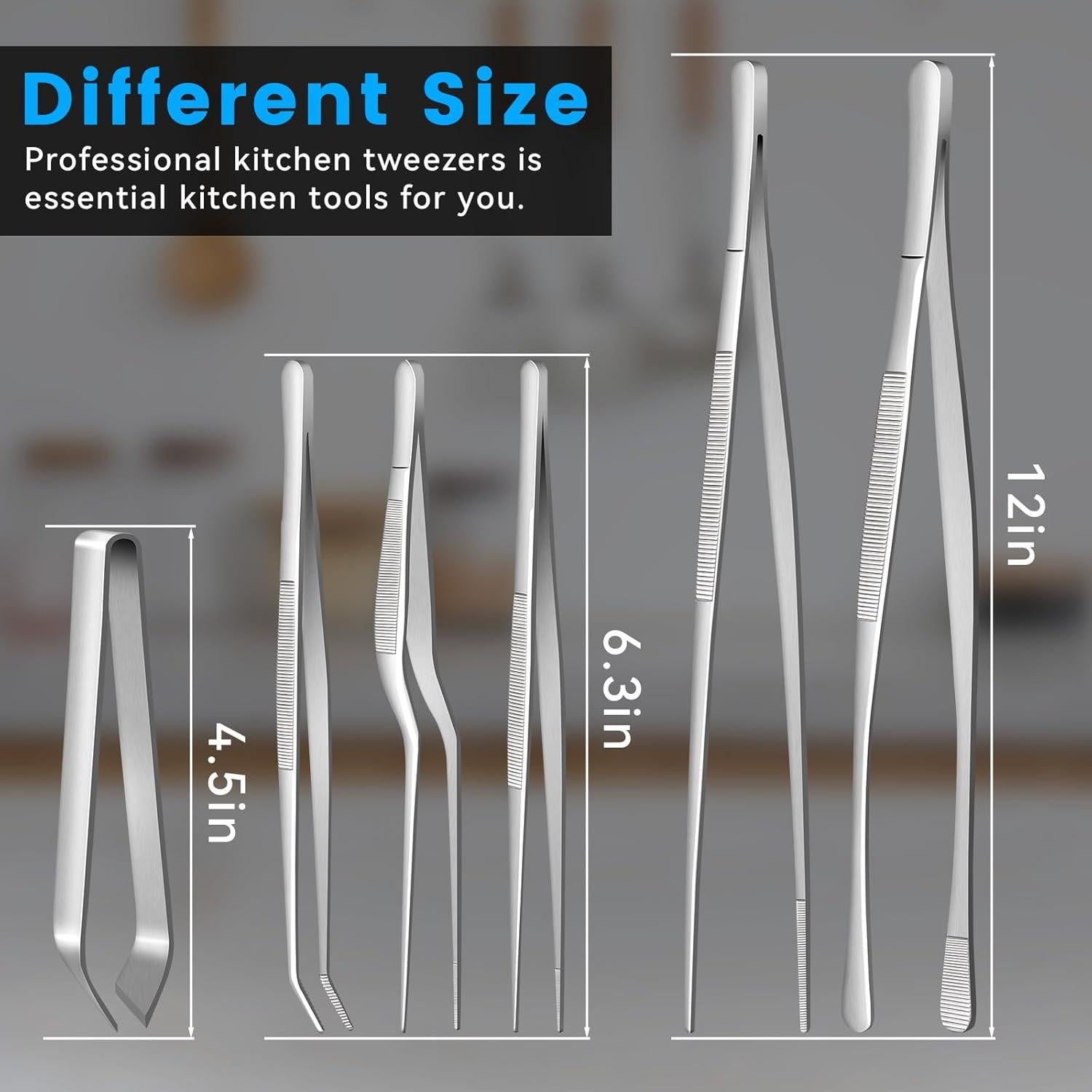 Set de 6 Pinzas de Cocina HOTEC Acero Inoxidable 30.5 cm