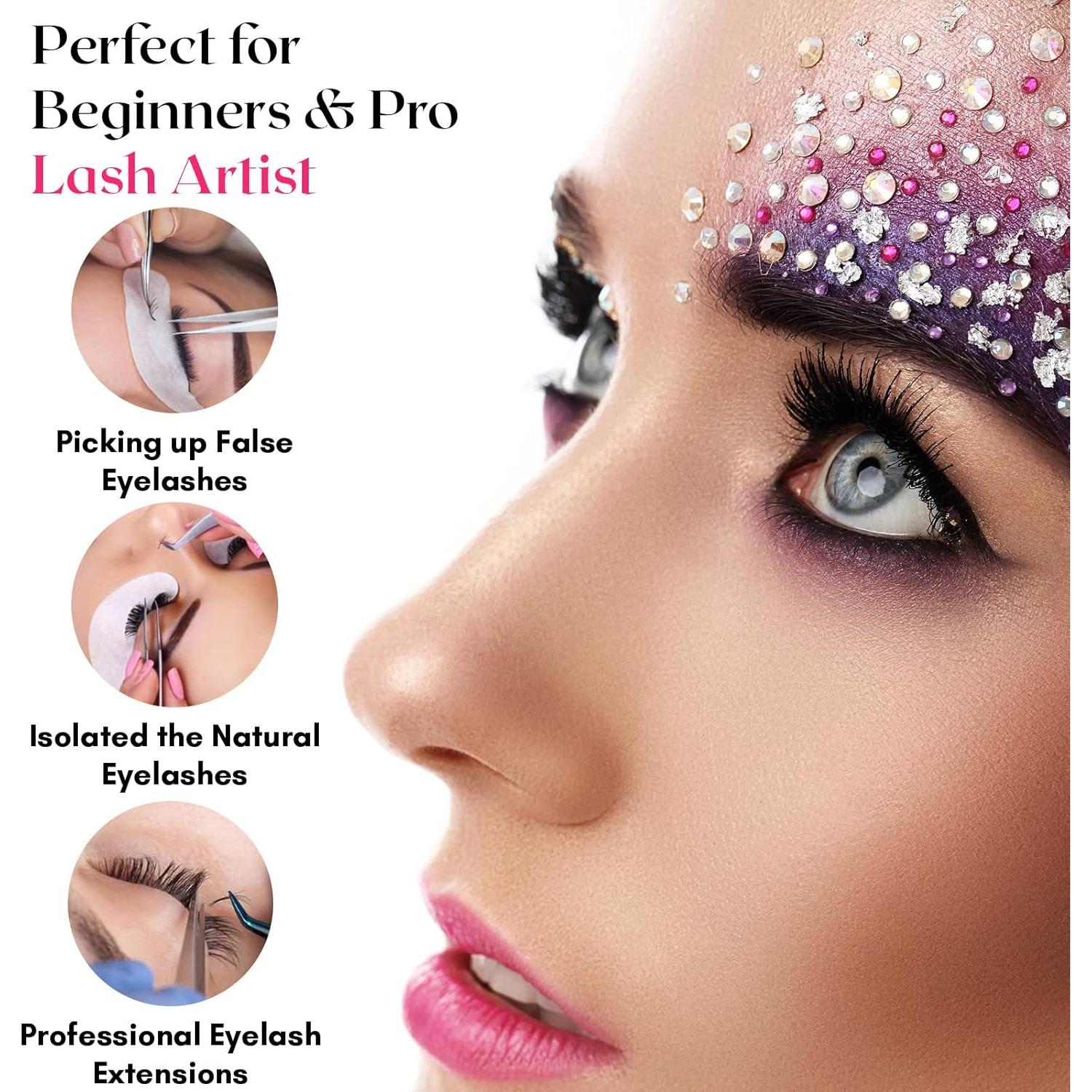 Juego de Pinzas para Pestañas Cross Edge - 2 Piezas, Acero Inoxidable