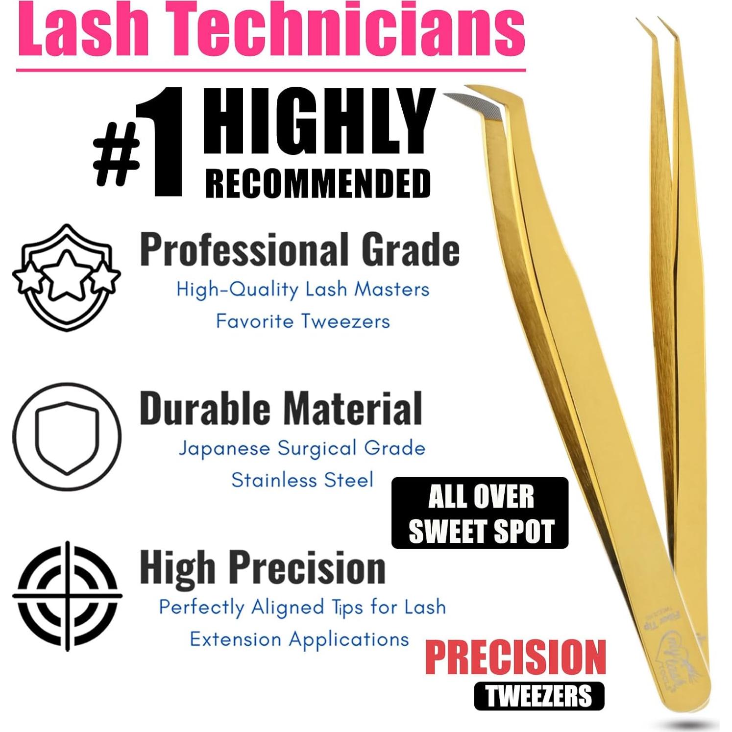 Juego de Pinzas para Pestañas Cross Edge - 2 Piezas, Acero Inoxidable