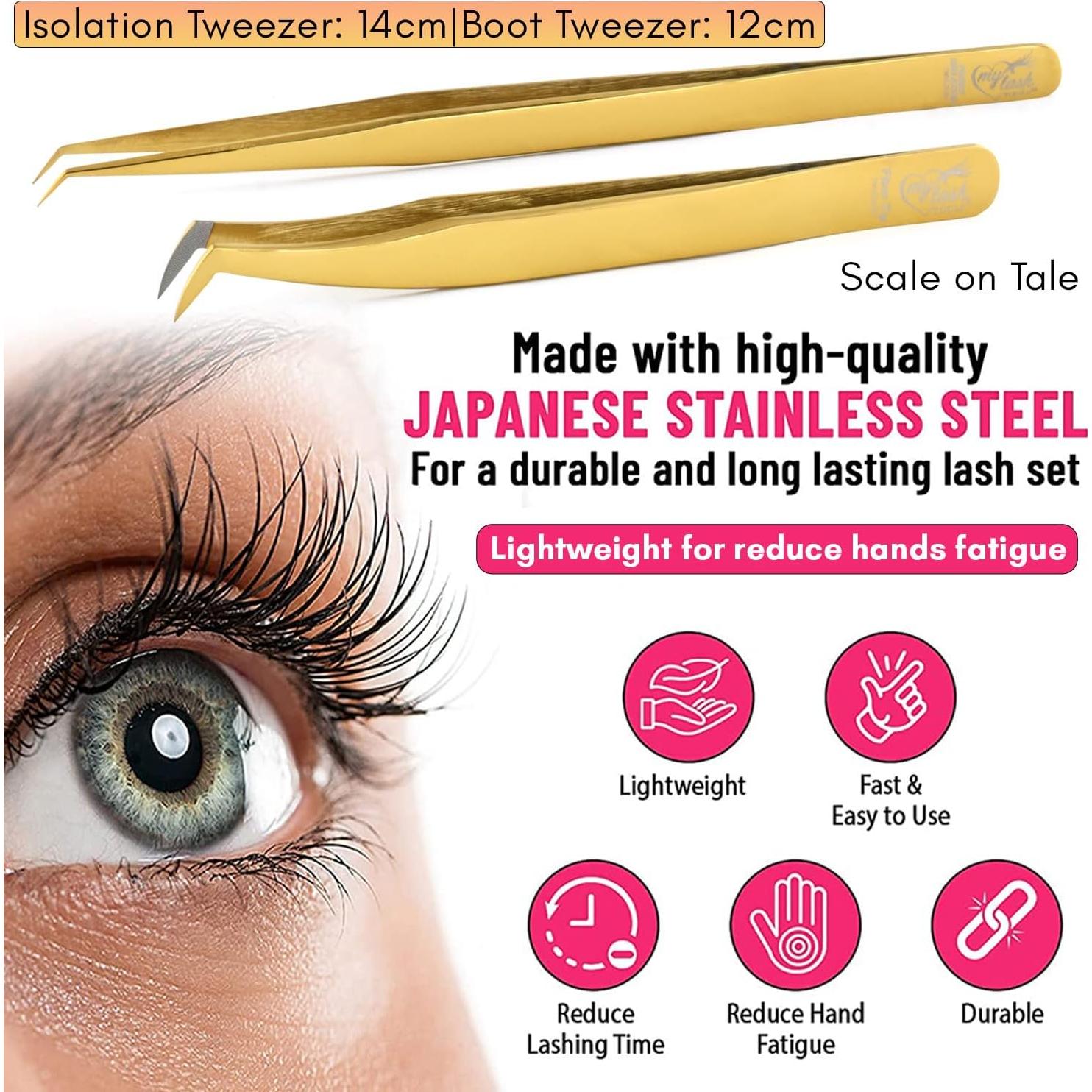 Juego de Pinzas para Pestañas Cross Edge - 2 Piezas, Acero Inoxidable