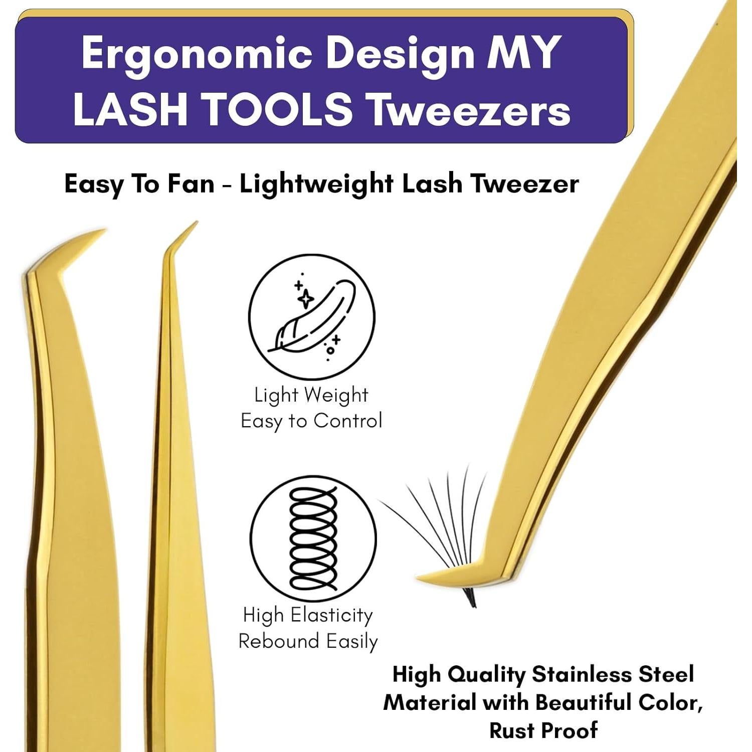 Juego de Pinzas para Pestañas Cross Edge - 2 Piezas, Acero Inoxidable