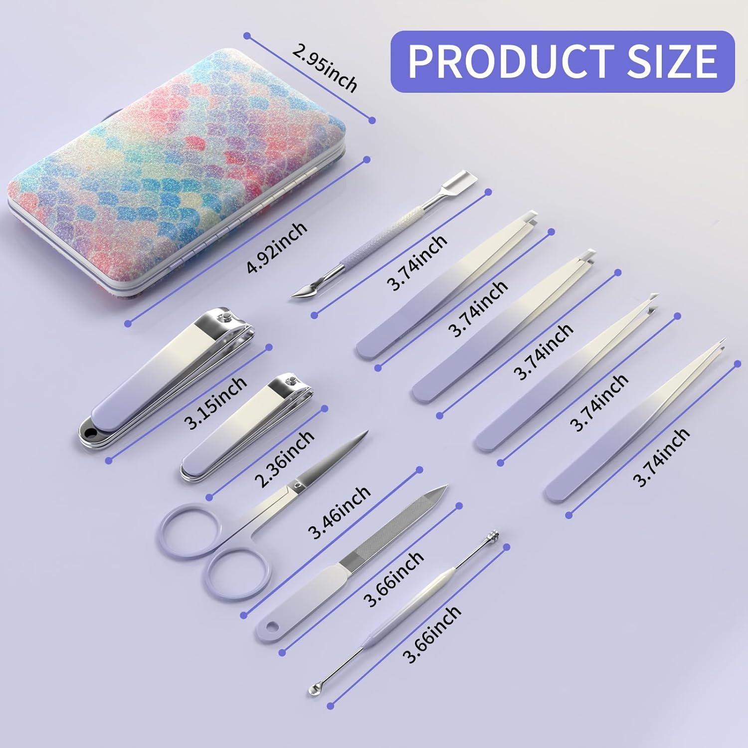 Juego de Manicura 10 en 1 ESSBES Acero Inoxidable Púrpura